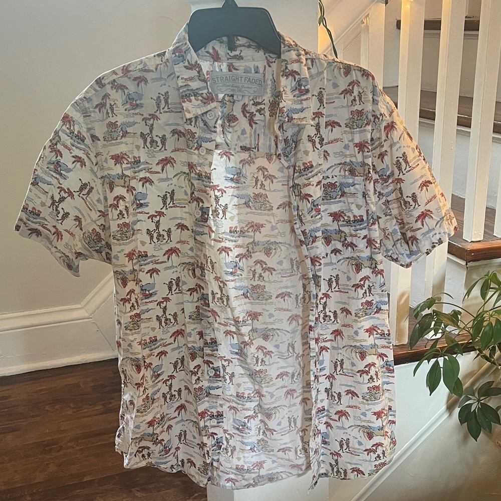 Straight Faded Short Sleeve Button Down Shirt